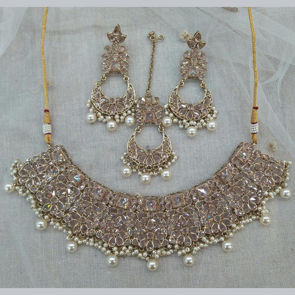 Pooja Bangles Gold Plated Kundan Stone & Beads Necklace Set