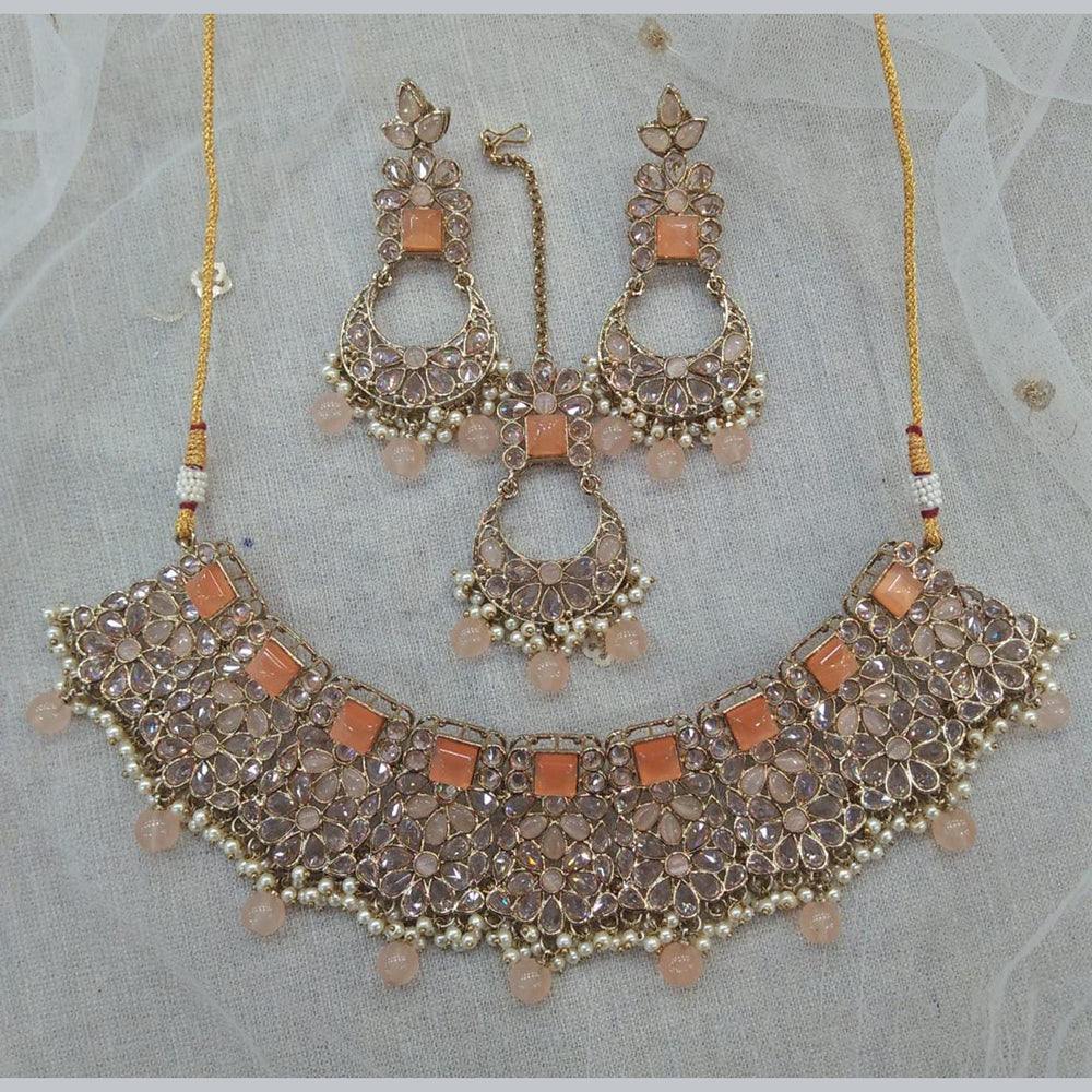 Pooja Bangles Gold Plated Kundan Stone & Beads Necklace Set