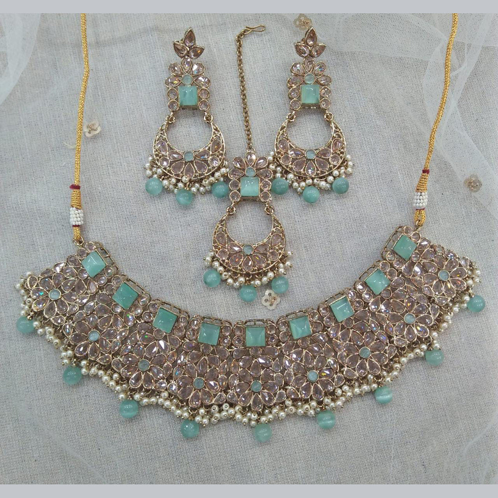 Pooja Bangles Gold Plated Kundan Stone & Beads Necklace Set