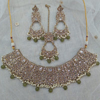 Pooja Bangles Gold Plated Kundan Stone & Beads Necklace Set