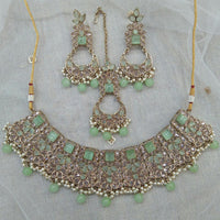 Pooja Bangles Gold Plated Kundan Stone & Beads Necklace Set