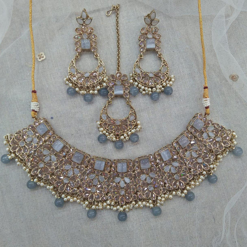 Pooja Bangles Gold Plated Kundan Stone & Beads Necklace Set