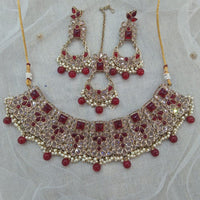 Pooja Bangles Gold Plated Kundan Stone & Beads Necklace Set