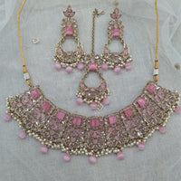 Pooja Bangles Gold Plated Kundan Stone & Beads Necklace Set