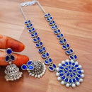 Pooja Bangles Silver Plated Pota Stone Necklace Set