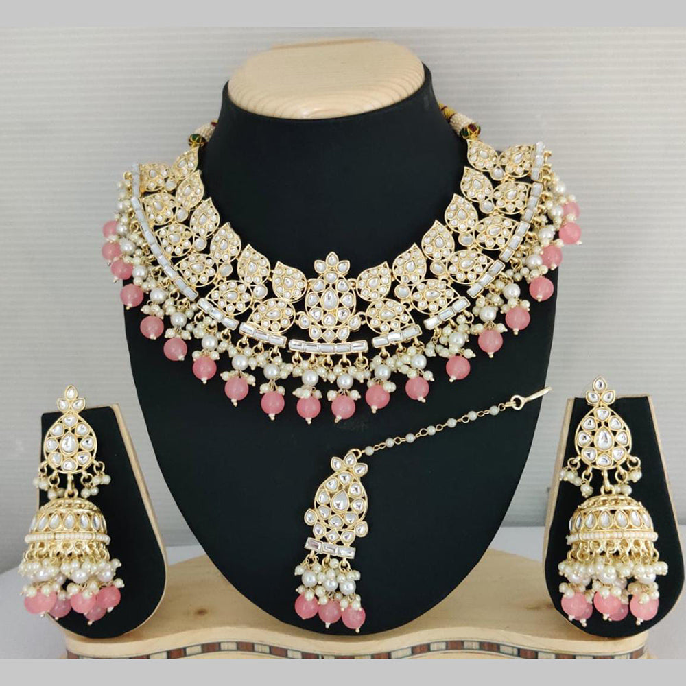 Pooja Bangles Gold Plated Kundan Stone & Beads Necklace Set