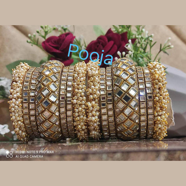 Pooja Bangles Gold Plated Mirror Bangles Set