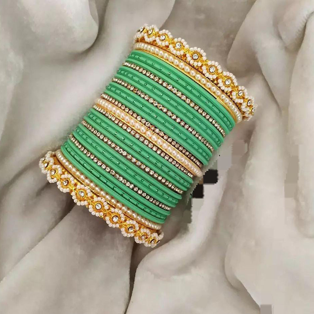 Pooja Bangles Gold Plated Austrian Stone Bangles Set