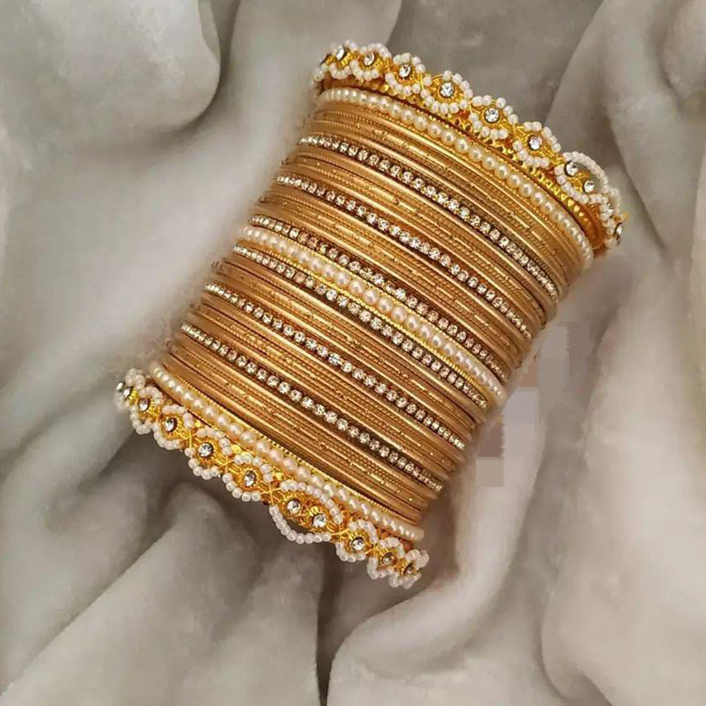 Pooja Bangles Gold Plated Austrian Stone Bangles Set