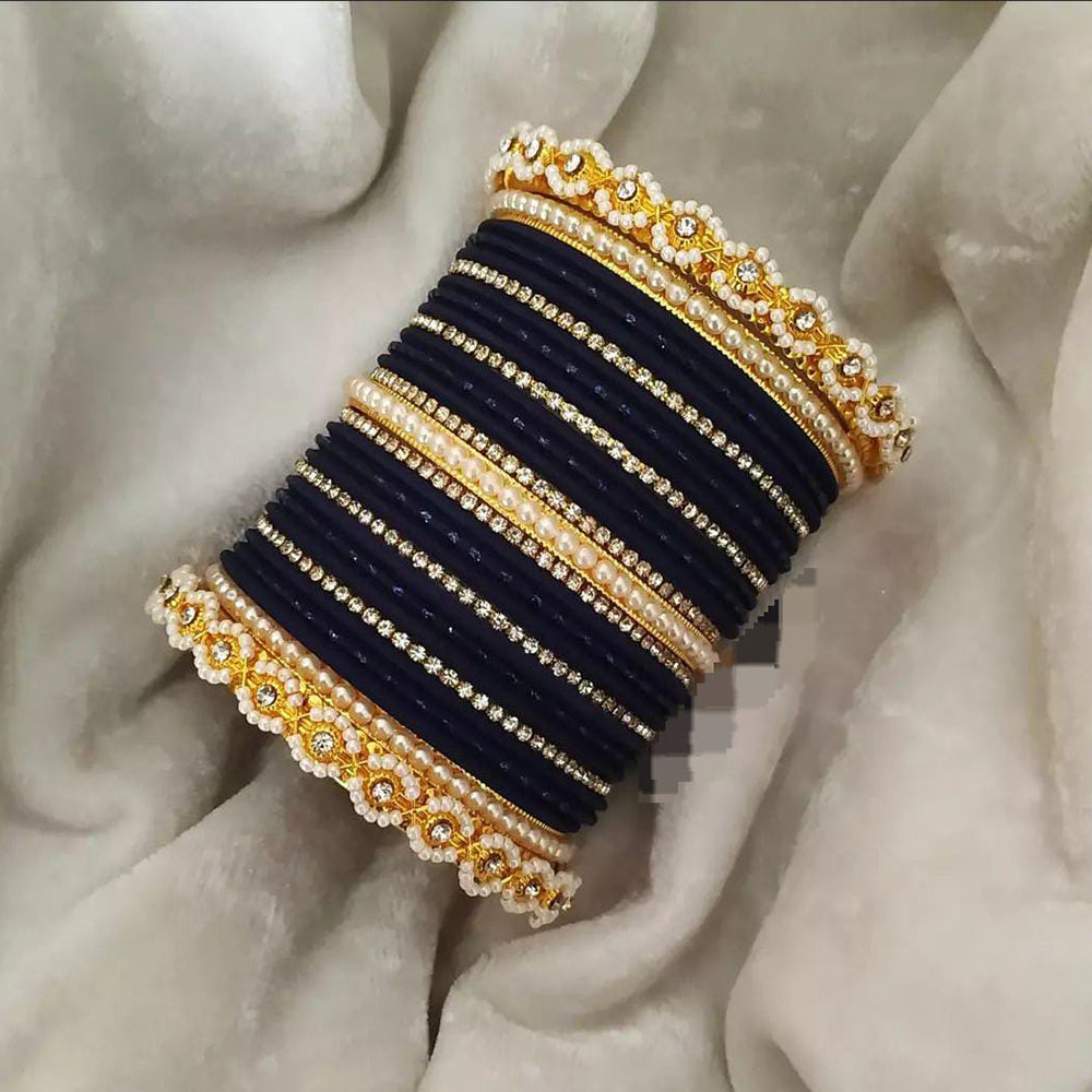 Pooja Bangles Gold Plated Mirror & Thread Bangles Set