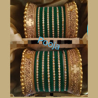 Pooja Bangles Gold Plated Mirror & Thread Bangles Set