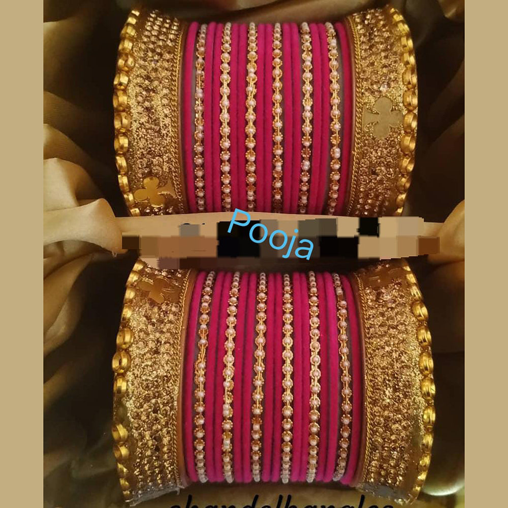 Pooja Bangles Gold Plated Mirror & Thread Bangles Set