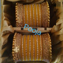 Pooja Bangles Gold Plated Mirror & Thread Bangles Set