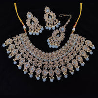 Pooja Bangles Gold Plated Kundan Stone And Beads Necklace Set