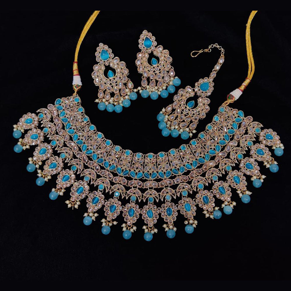 Pooja Bangles Gold Plated Kundan Stone And Beads Necklace Set