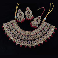 Pooja Bangles Gold Plated Kundan Stone And Beads Necklace Set