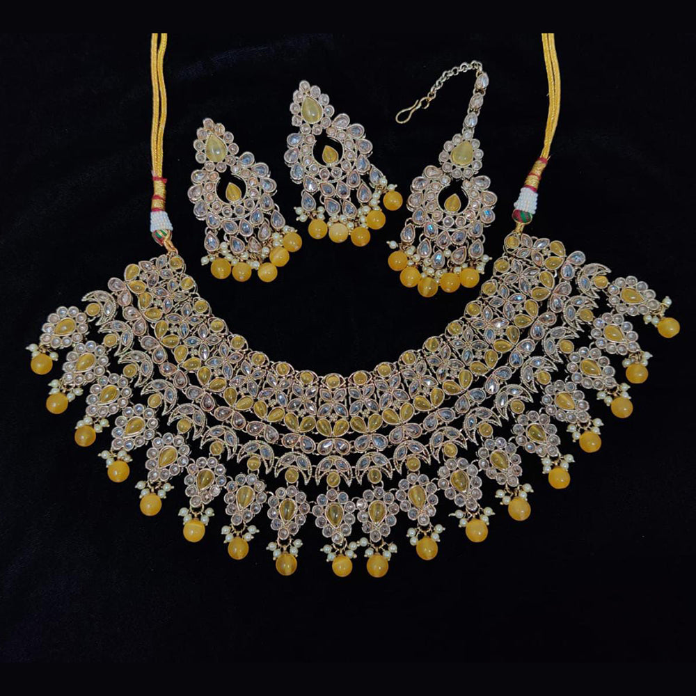 Pooja Bangles Gold Plated Kundan Stone And Beads Necklace Set