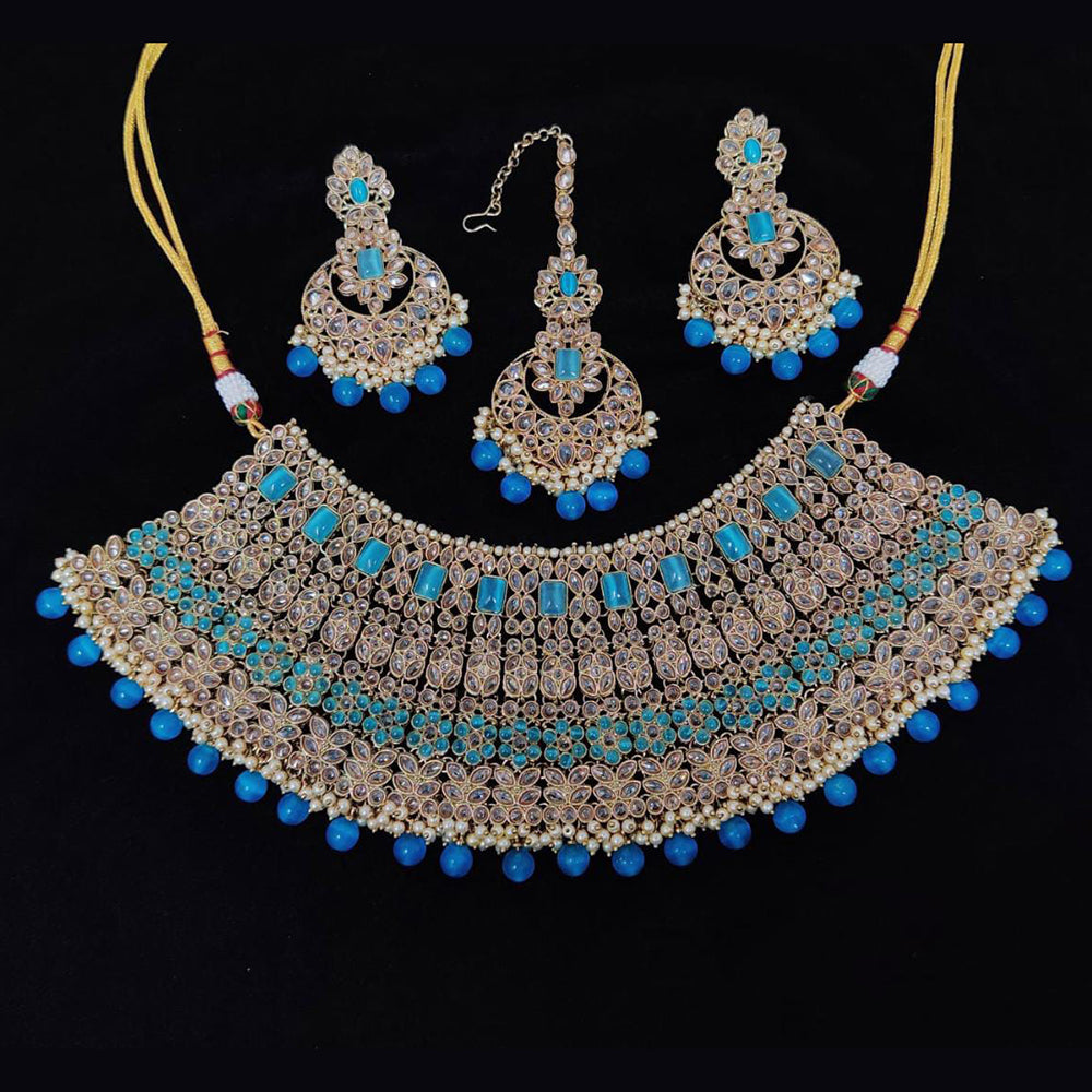 Pooja Bangles Gold Plated Kundan Stone And Beads Necklace Set