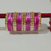 Pooja Bangles Crystal Stone Gold Plated Bangles Set