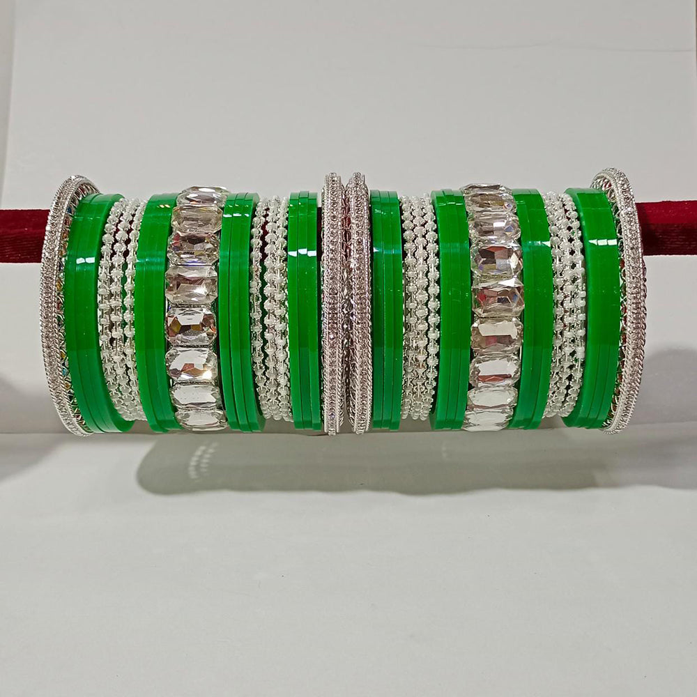 Pooja Bangles Crystal Stone Gold Plated Bangles Set