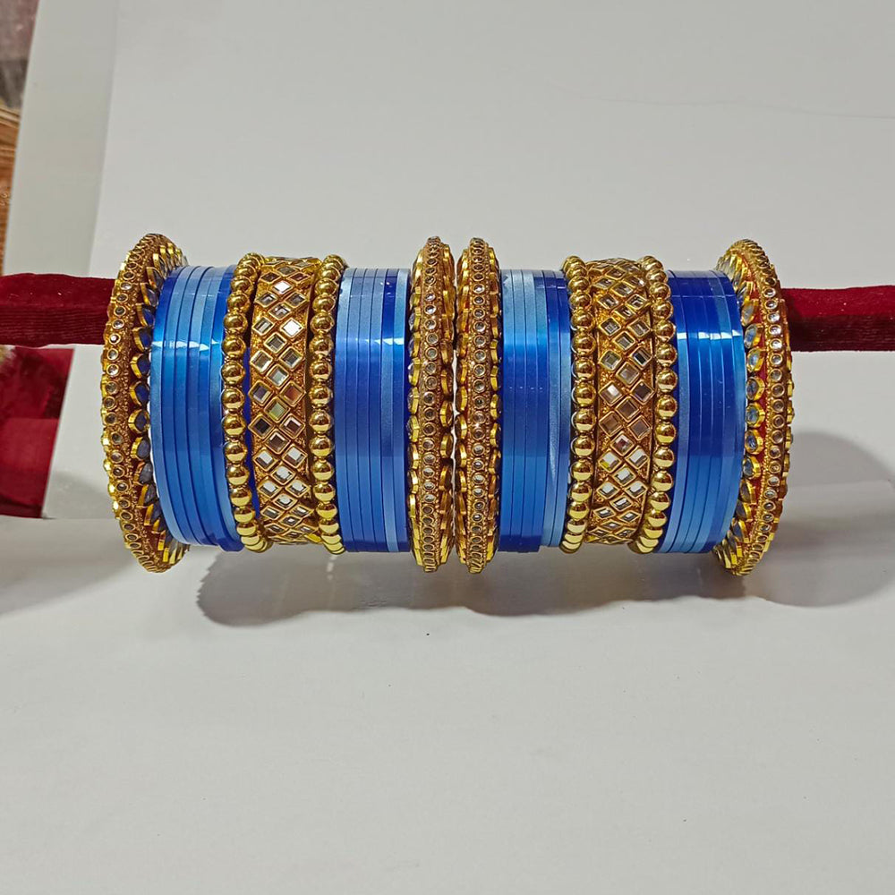 Pooja Bangles Kundan Stone Gold Plated Bangles Set