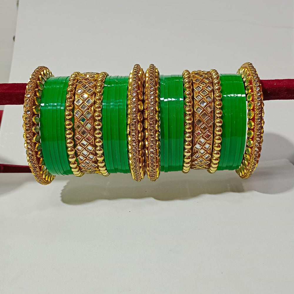 Pooja Bangles Kundan Stone Gold Plated Bangles Set