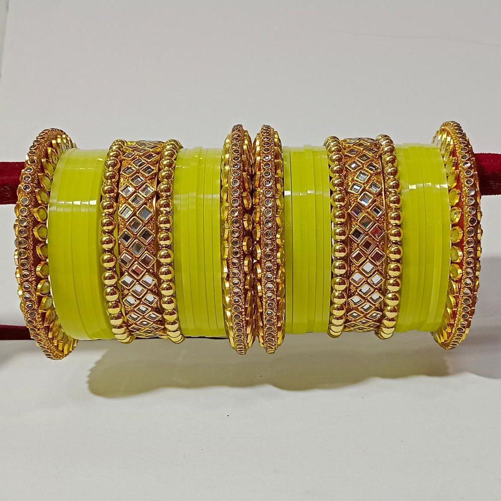Pooja Bangles Kundan Stone Gold Plated Bangles Set