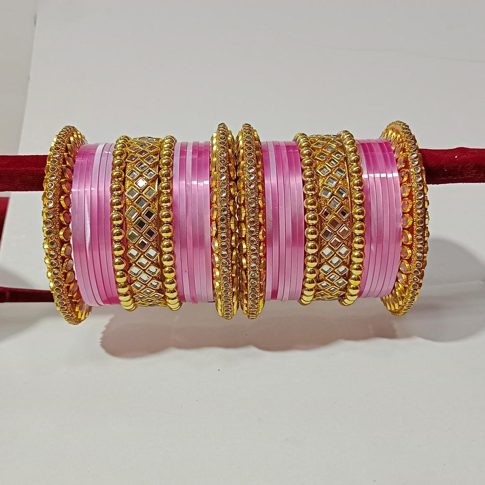Pooja Bangles Kundan Stone Gold Plated Bangles Set