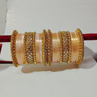 Pooja Bangles Kundan Stone Gold Plated Bangles Set