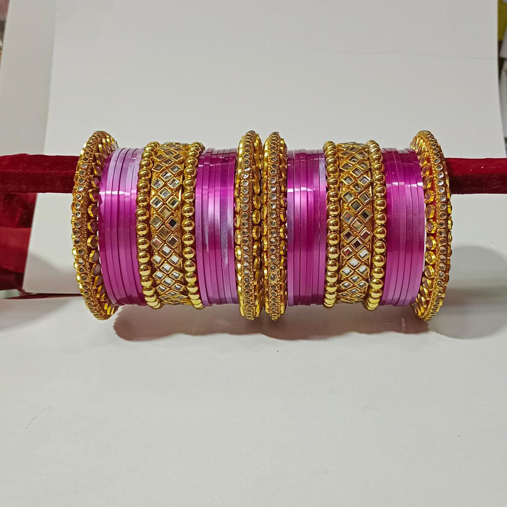 Pooja Bangles Kundan Stone Gold Plated Bangles Set