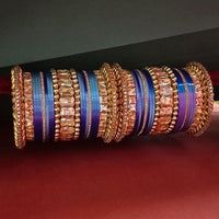 Pooja Bangles Crystal Stone Gold Plated Bangles Set