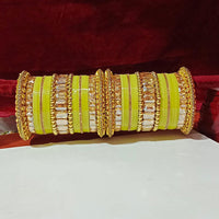 Pooja Bangles Crystal Stone Gold Plated Bangles Set