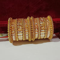 Pooja Bangles Crystal Stone Gold Plated Bangles Set