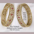 Pooja Bangles AD Stone Gold Plated Bangles Set