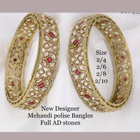 Pooja Bangles AD Stone Gold Plated Bangles Set