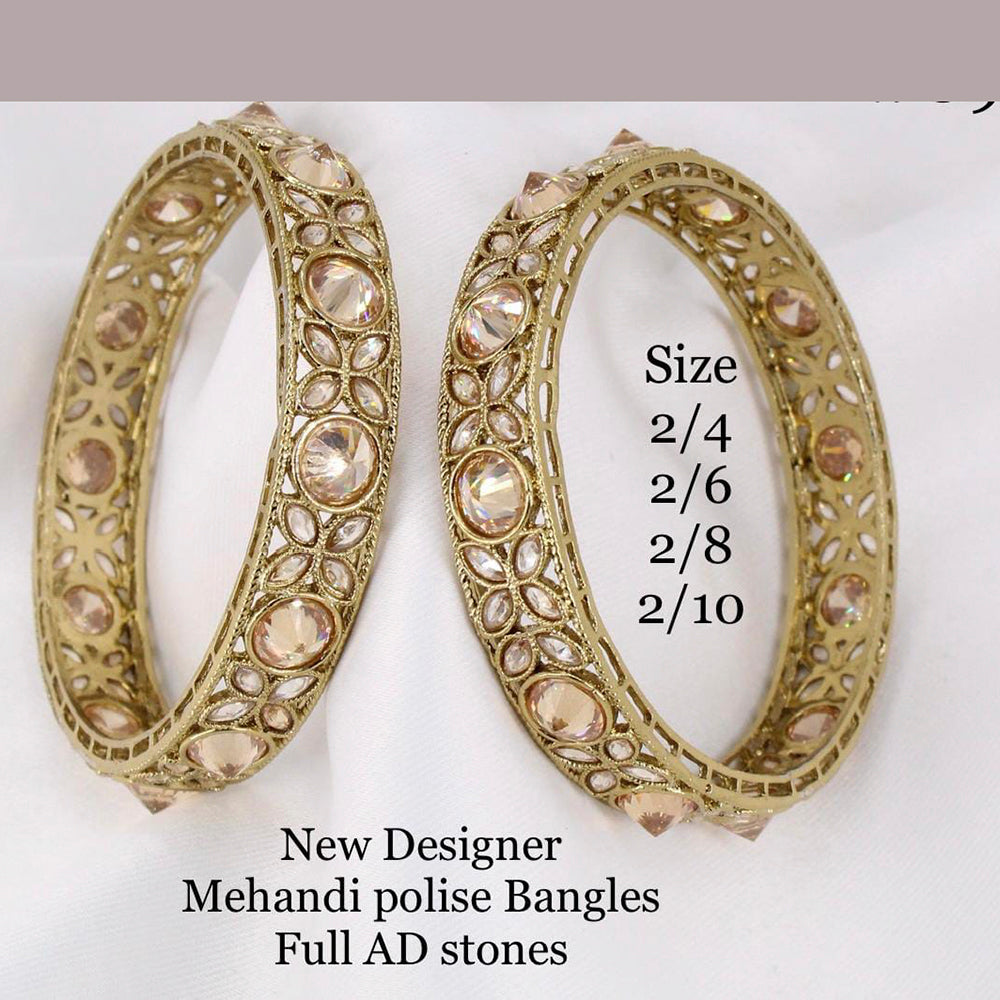 Pooja Bangles AD Stone Gold Plated Bangles Set