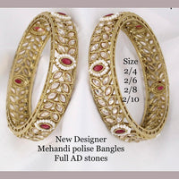 Pooja Bangles AD Stone Gold Plated Bangles Set
