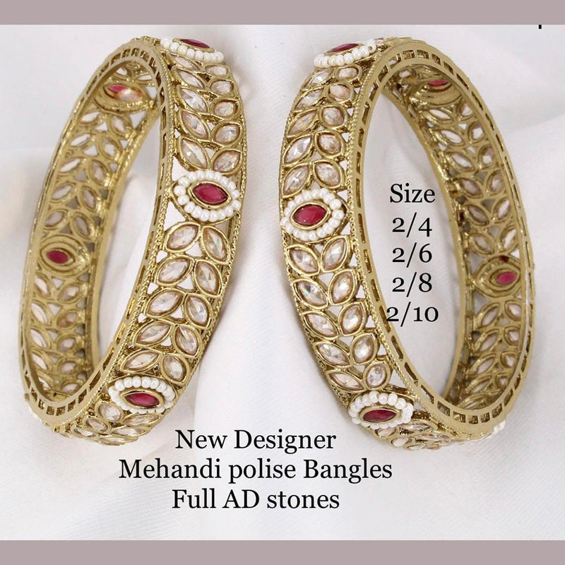Pooja Bangles AD Stone Gold Plated Bangles Set