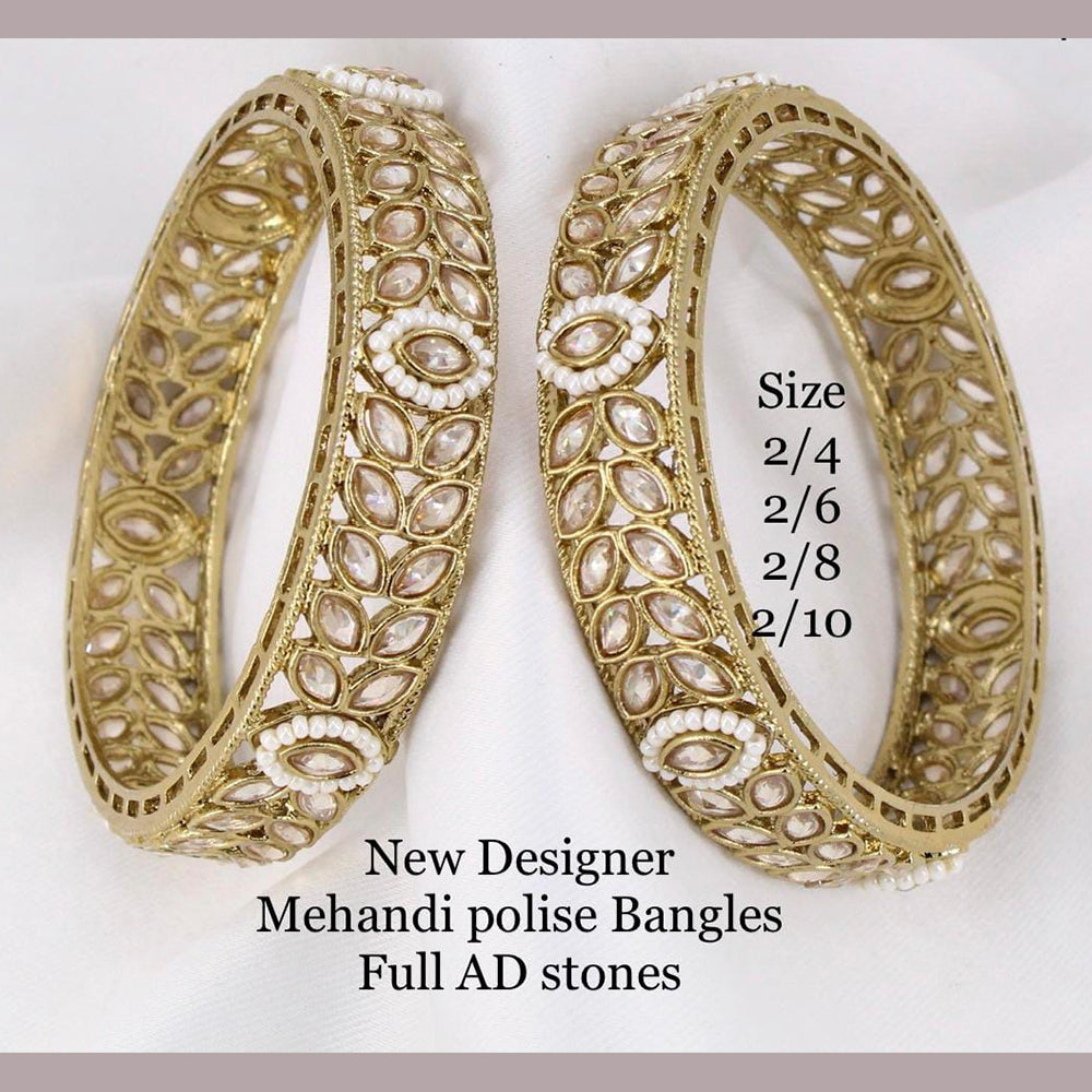 Pooja Bangles AD Stone Gold Plated Bangles Set