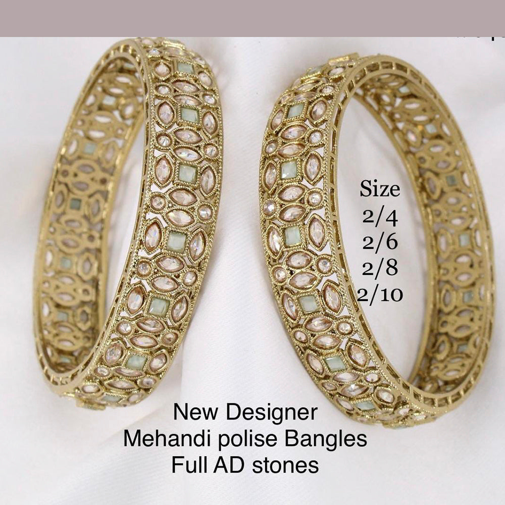 Pooja Bangles AD Stone Gold Plated Bangles Set