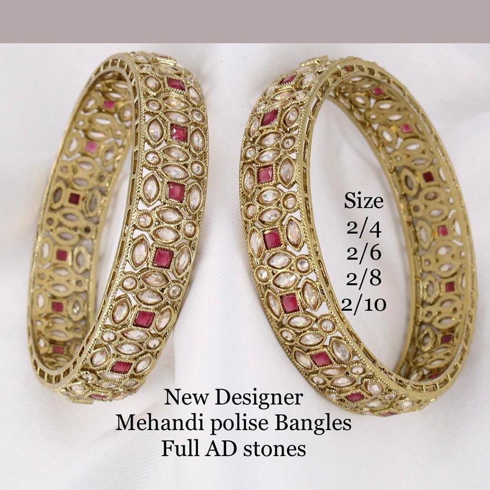 Pooja Bangles AD Stone Gold Plated Bangles Set