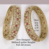 Pooja Bangles AD Stone Gold Plated Bangles Set