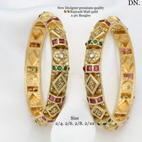 Pooja Bangles Kundan Stone Gold Plated Bangles Set