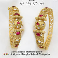 Pooja Bangles Kundan Stone Gold Plated Bangles Set