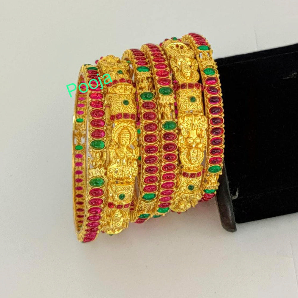 Pooja Bangles Gold Plated Pota Stone Bangles Set – JewelEMarket