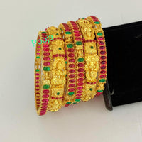 Pooja Bangles Gold Plated Pota Stone Bangles Set