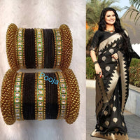 Pooja Bangles Kundan &  Thread Gold Plated Bangles Set