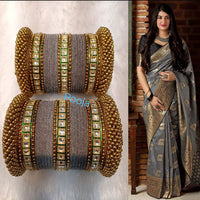 Pooja Bangles Kundan &  Thread Gold Plated Bangles Set