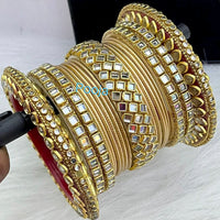 Pooja Bangles Kundan &  Thread Gold Plated Bangles Set