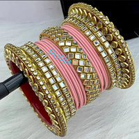Pooja Bangles Kundan &  Thread Gold Plated Bangles Set